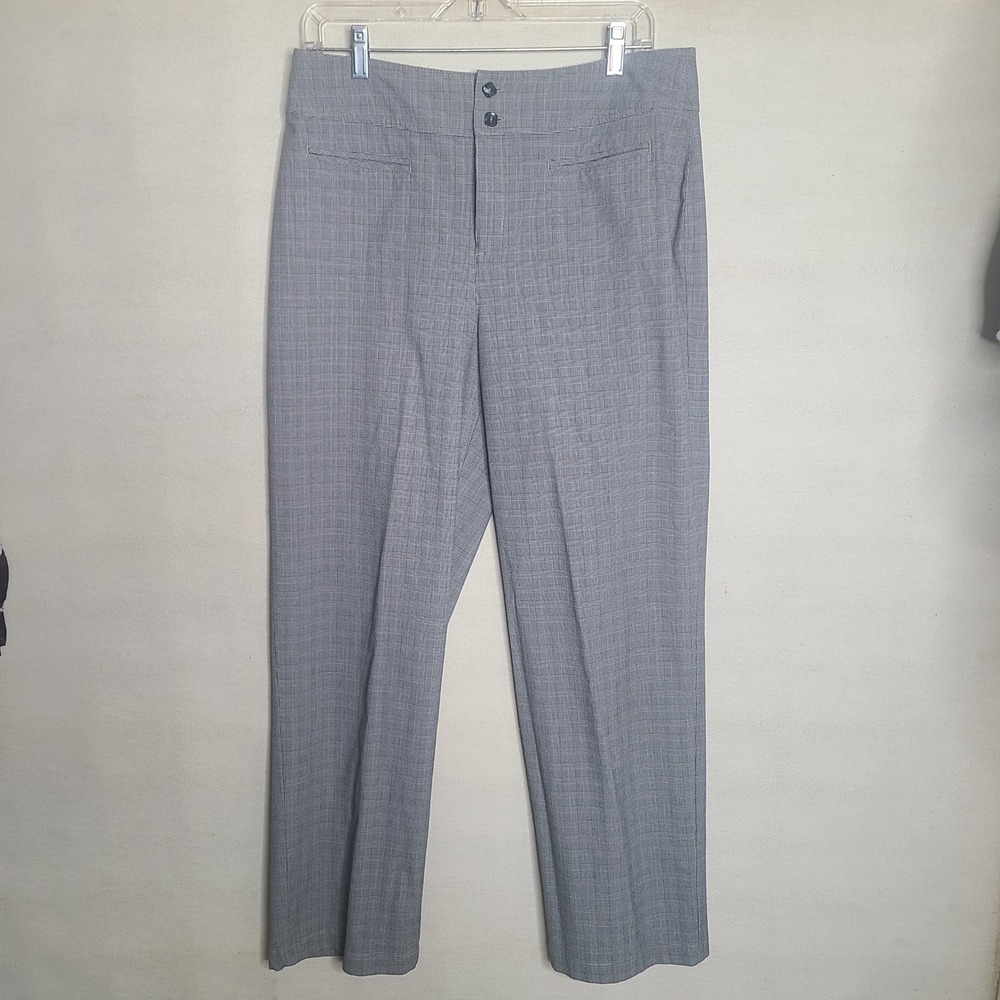 Chico's Design Women's Plaid Career Dress Pants Size 2 Gray Straight Leg